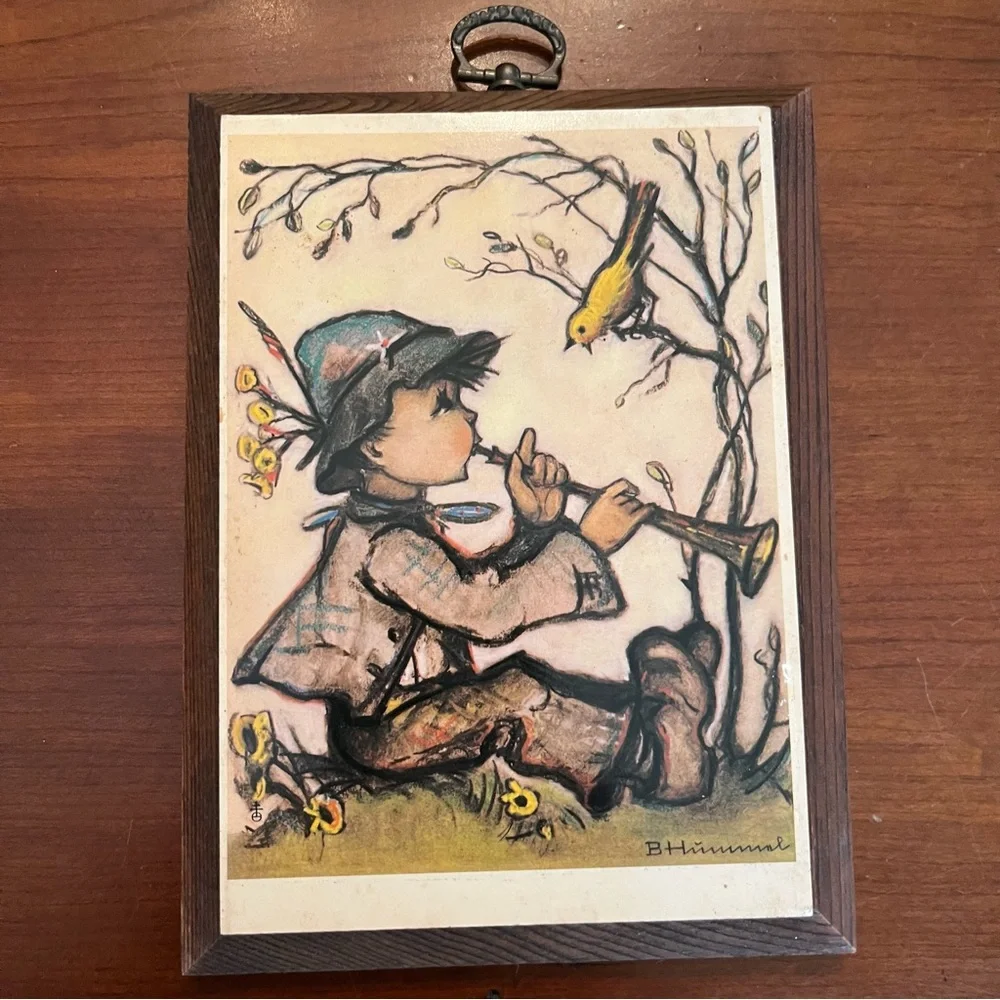 Vintage Hummel Wooden Decorative Wall Plaques Cottage Core Decor Set of 4